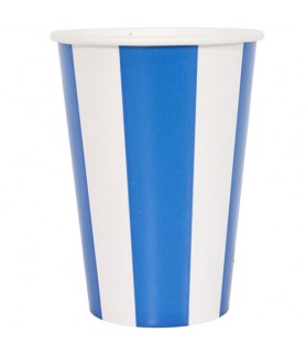 Blue and White Stripes 12oz Paper Cups (6ct)