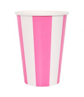 Pink and White Stripes 12oz Paper Cups (6ct)