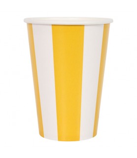 Yellow and White Stripes 12oz Paper Cups (6ct)