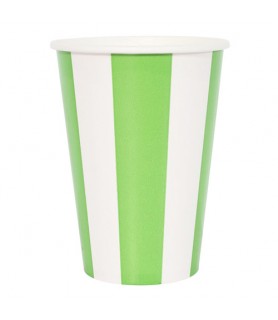 Green and White Stripes 12oz Paper Cups (6ct)