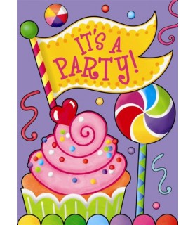 Happy Birthday 'Candy Party' Invitations w/ Envelopes (8ct)