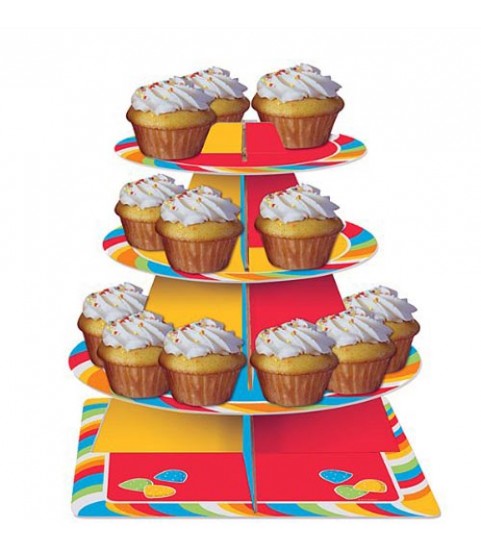 Happy Birthday 'Sugar Buzz' 3-Tiered Cupcake Stand (1ct)