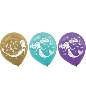 Mermaid 'Mermaid Wishes' Latex Balloons (6ct)