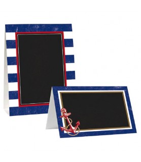 Summer 'Nautical Anchors Aweigh' Paper Chalkboard Tent Cards (8ct)