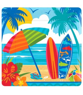 Summer 'Surf and Fun' Extra Large Square Paper Plates (18ct)