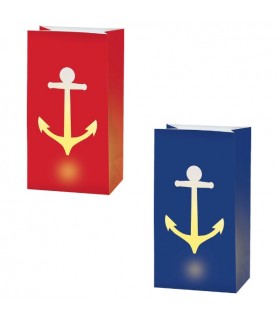 Summer 'Nautical Anchors Aweigh' Paper LED Luminaries (6ct)