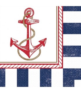 Summer 'Nautical Anchors Aweigh' Lunch Napkins (16ct)