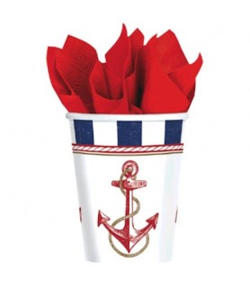 Summer 'Nautical Anchors Aweigh' 9oz Paper Cups (8ct)