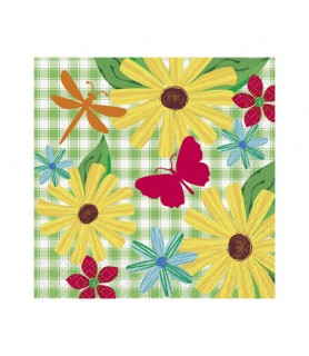 Floral 'Garden Check' Lunch Napkins (16ct)