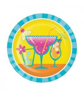 Adult Birthday 'Cocktail Fun Stripes' Small Paper Plates (8ct)
