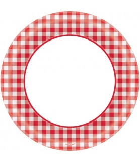 Summer 'Gingham Picnic' Red Extra Large Paper Plates Value Pack (40ct)