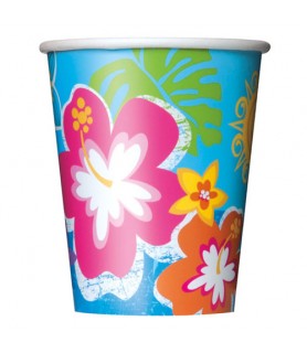 Luau 'Hula Beach Party' 9oz Paper Cups (8ct)