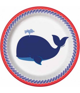 Summer 'Nautical Whale' Small Paper Plates (8ct)