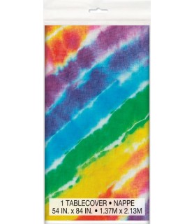 Tie-Dye 'Peace and Flowers' Plastic Table Cover (1ct)