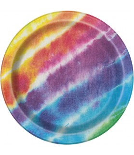 Tie-Dye 'Peace and Flowers' Small Paper Plates (8ct)