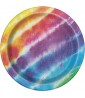 Tie-Dye 'Peace and Flowers' Small Paper Plates (8ct)