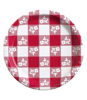 Summer Red and White Gingham Extra Large Paper Plates (8ct)