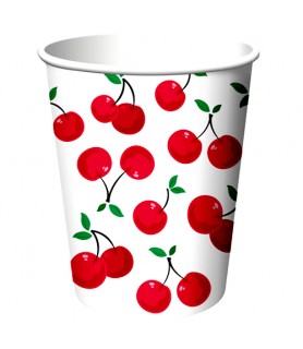 Cherry Black and White Gingham 9oz Paper Cups (8ct)