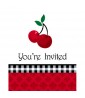Cherry Black And White Gingham Invitations w/ Envelopes (8ct)