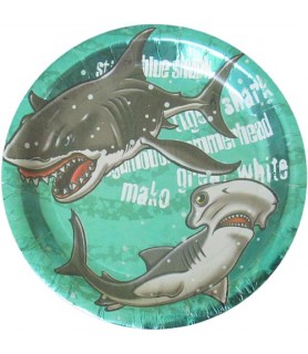 Summer Shark Metallic Large Paper Plates (8ct)