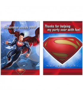 Superman Man of Steel Invitations and Thank You Notes w / Env. (8ct)