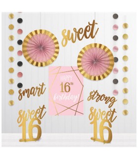 Sweet 16 'Blush' Room Decorating Kit (12pc)