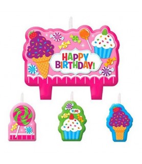 Happy Birthday 'Sweet Shop' Mini Candle Set (4pc)