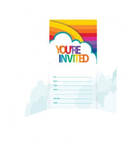 Rainbow Stripes Invitations w/ Envelopes (8ct)