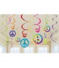 Tie-Dye 'Feeling Groovy' Hanging Swirl Decorations (12pc)