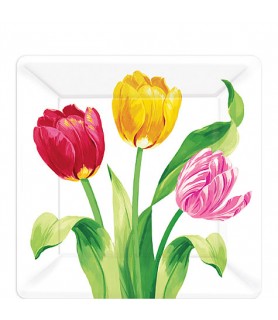 Floral Print 'Bright Tulips' Small Paper Plates (8ct)
