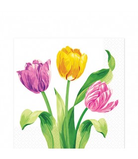 Floral Print 'Bright Tulips' Lunch Napkins (16ct)