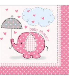 Umbrella Elephant Girl Baby Shower Small Napkins (16ct)