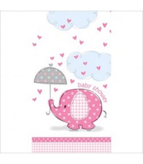 Umbrella Elephant Girl Baby Shower Plastic Table Cover (1ct)