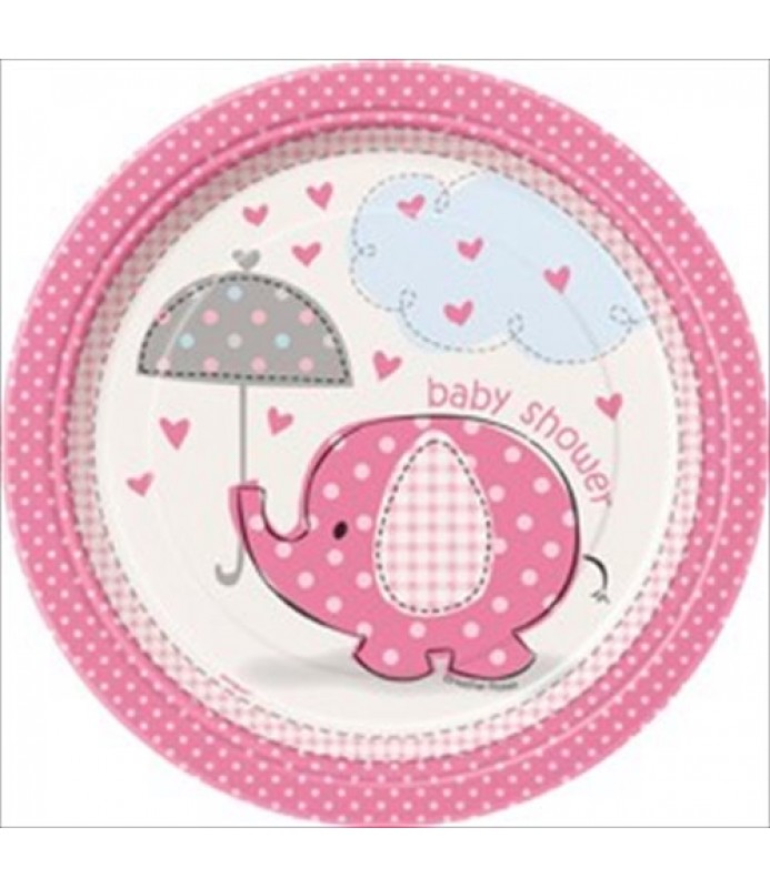 Umbrella Elephant Pink Girl Baby Shower Hanging Swirl Decorations 