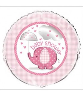 Umbrella Elephant Girl Baby Shower Foil Mylar Balloon (1ct)