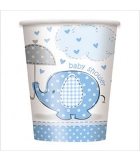 Umbrella Elephant Boy Baby Shower 9oz Paper Cups (8ct)