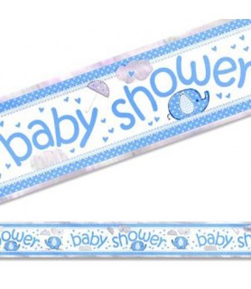 Umbrella Elephant Boy Baby Shower Foil Banner (12ft)