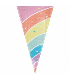 Happy Birthday 'Magical Rainbow' Cone Shaped Favor Bags w/ Twist Ties (15ct)