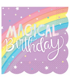 Happy Birthday 'Magical Rainbow' Scalloped Small Napkins (16ct)