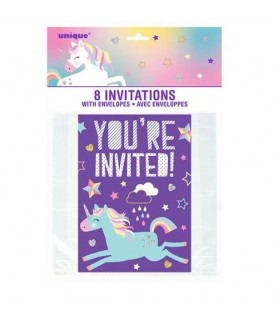 Pastel Unicorn Invitations w/ Envelopes (8ct)