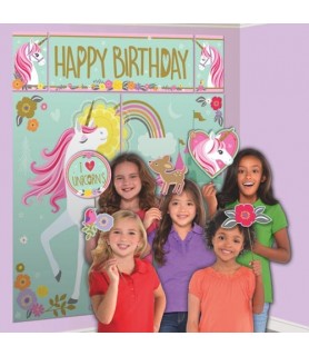 Magical Unicorn Wall Poster Decorating Kit w/ Photo Props (17pc)