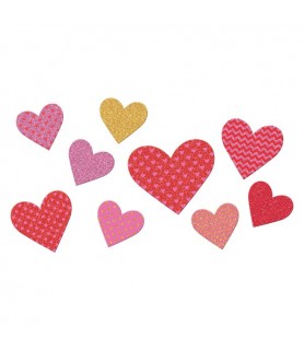 Valentine's Day Multi-Color Hearts Glitter Cutouts (9pc)