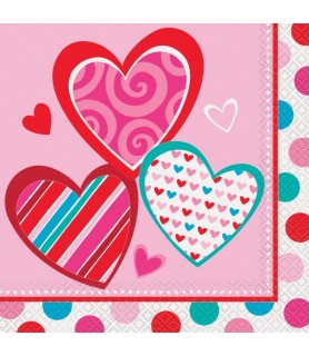 Valentine's Day 'Bright Hearts' Lunch Napkins (16ct)