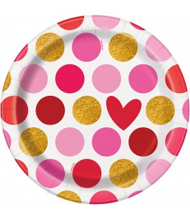 Valentine's Day 'Gold Happy Valentine's' Small Paper Plates (8ct) 