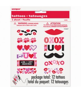 Valentine's Day Finger Temporary Tattoos (12ct)
