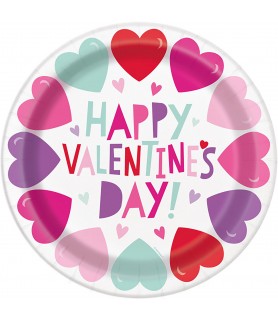 Valentine's Day 'Smiling Hearts' Large Paper Plates (8ct)