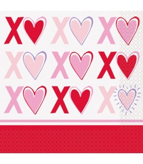 Valentine's Day 'Sparkling Hearts' Lunch Napkins (16ct)