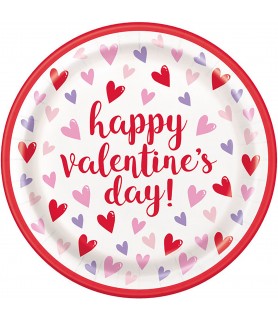 Valentine's Day 'Sparkling Hearts' Large Paper Plates (8ct) 