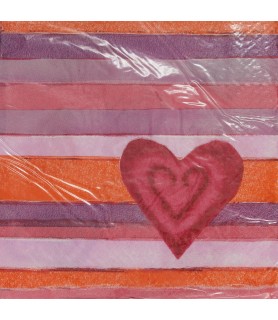 Valentine's Day 'Hippy Hearts' Double-Sided Lunch Napkins (20ct) 