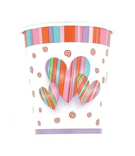 Valentine's Day 'Hearts and Stripes' 9oz Paper Cups (14ct)